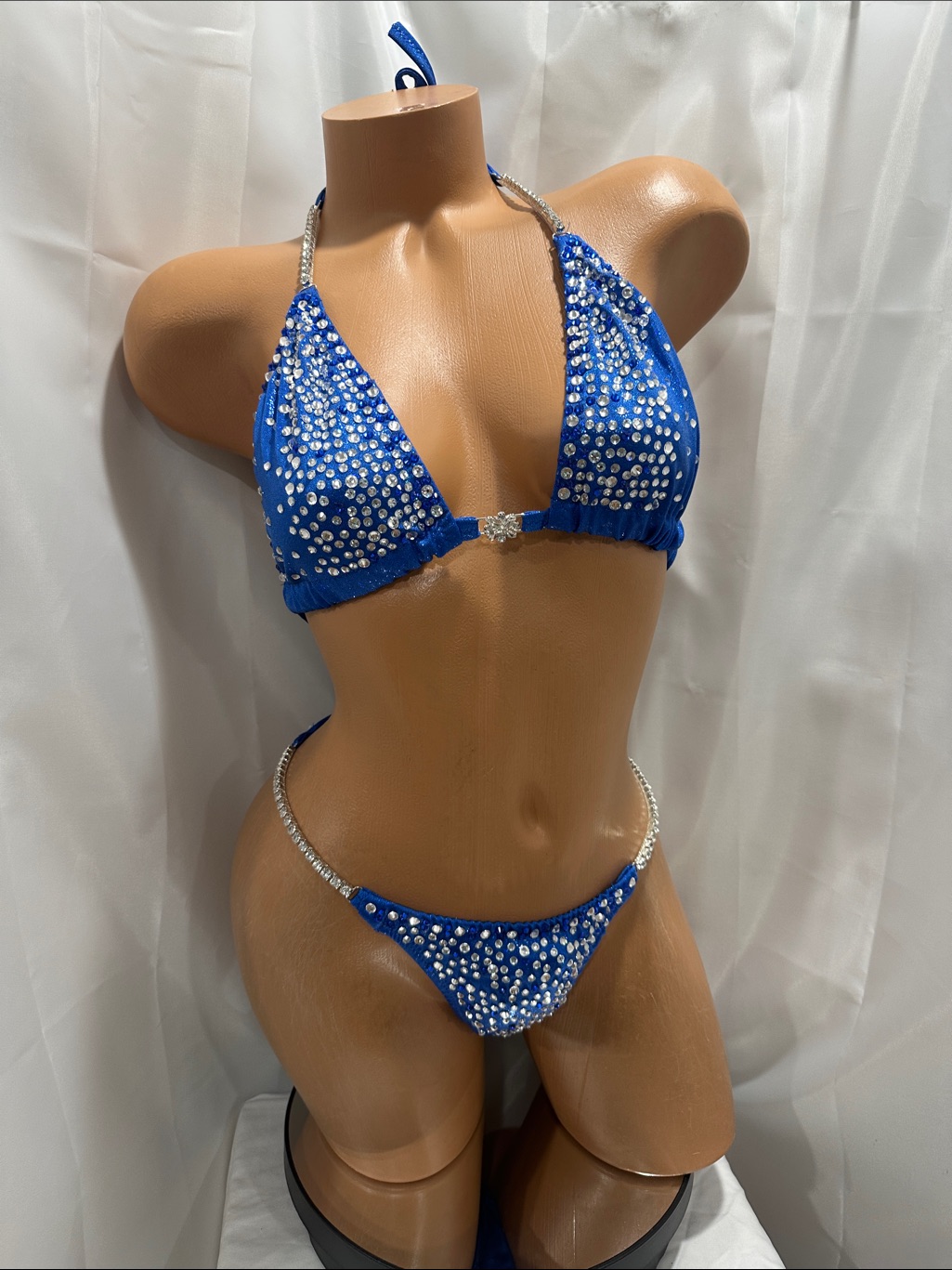Npc Competition Bikini Suit Royal Blue All Rhinestone 36b Small Bottom